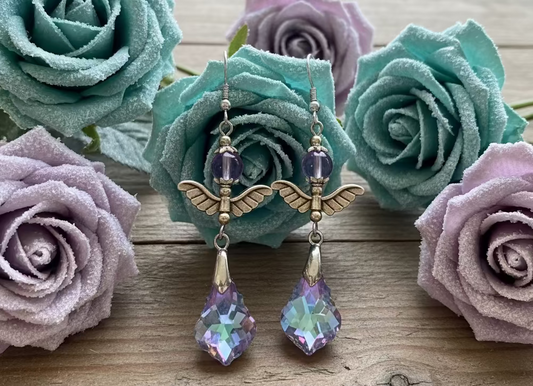 Angel Tear Light-Reflecting Prism/Angel Wing Earrings