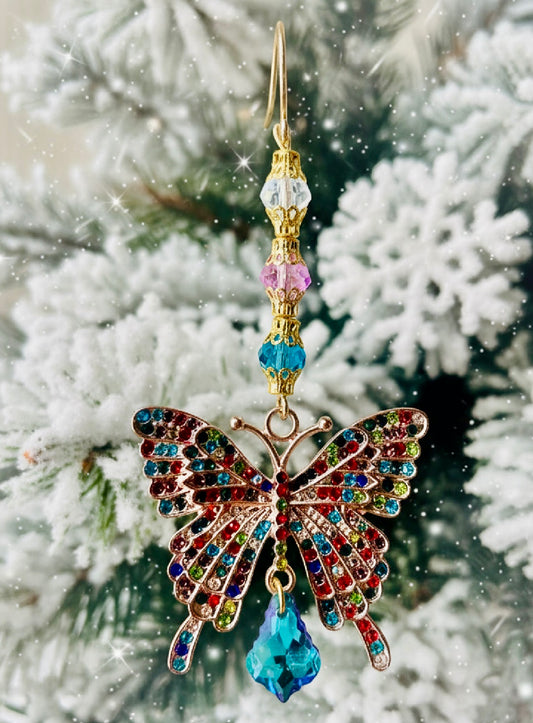 Rhinestone Butterfly/Teardrop Light-Reflecting Beads