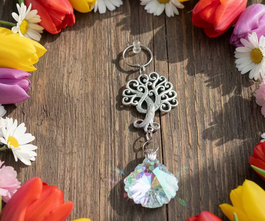 Shell Crystal Prism SunCatcher with Tree of Life