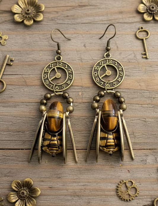 Steampunk Inspired Bumblebee Earrings