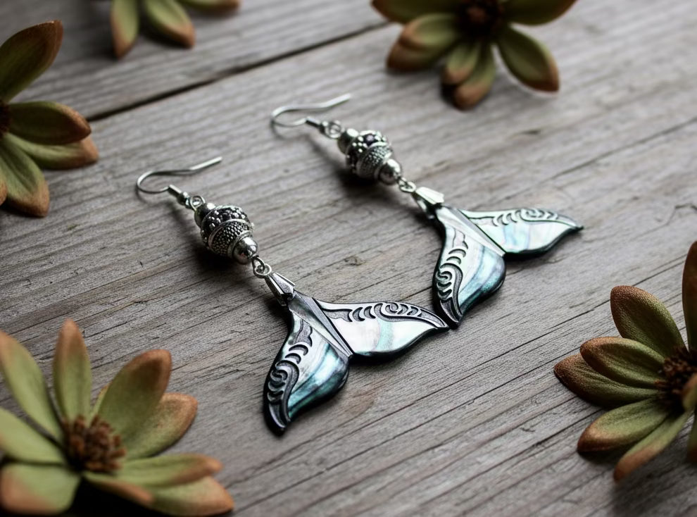 Shell Patterned Whaletail Earrings