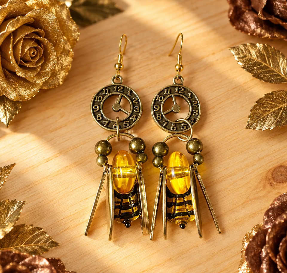 Steampunk-Inspired Bumblebee Earrings