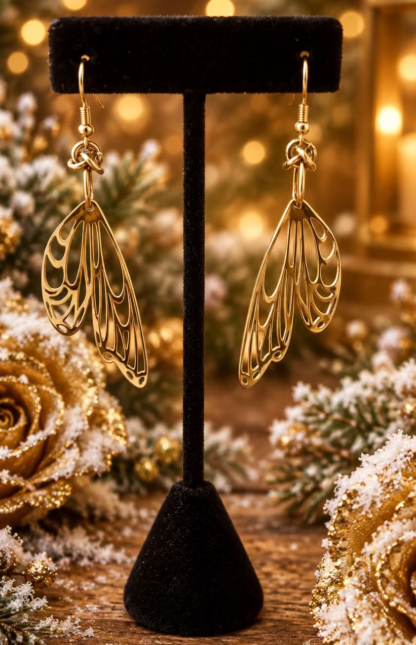 Brass Dragonfly Wing Earrings
