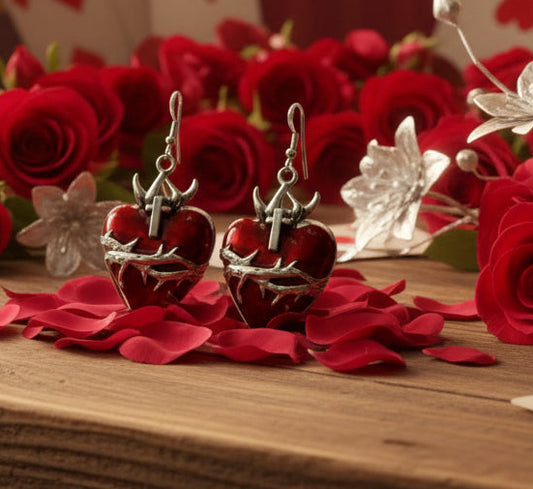 Heart/Thorn Charm Earrings