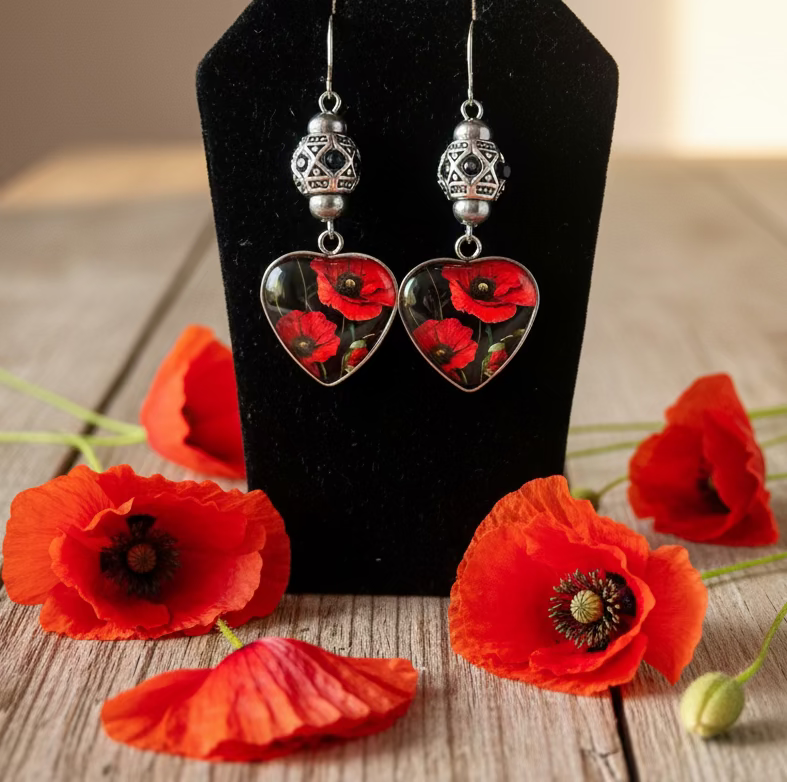 Enameled Heart Alloy Earrings