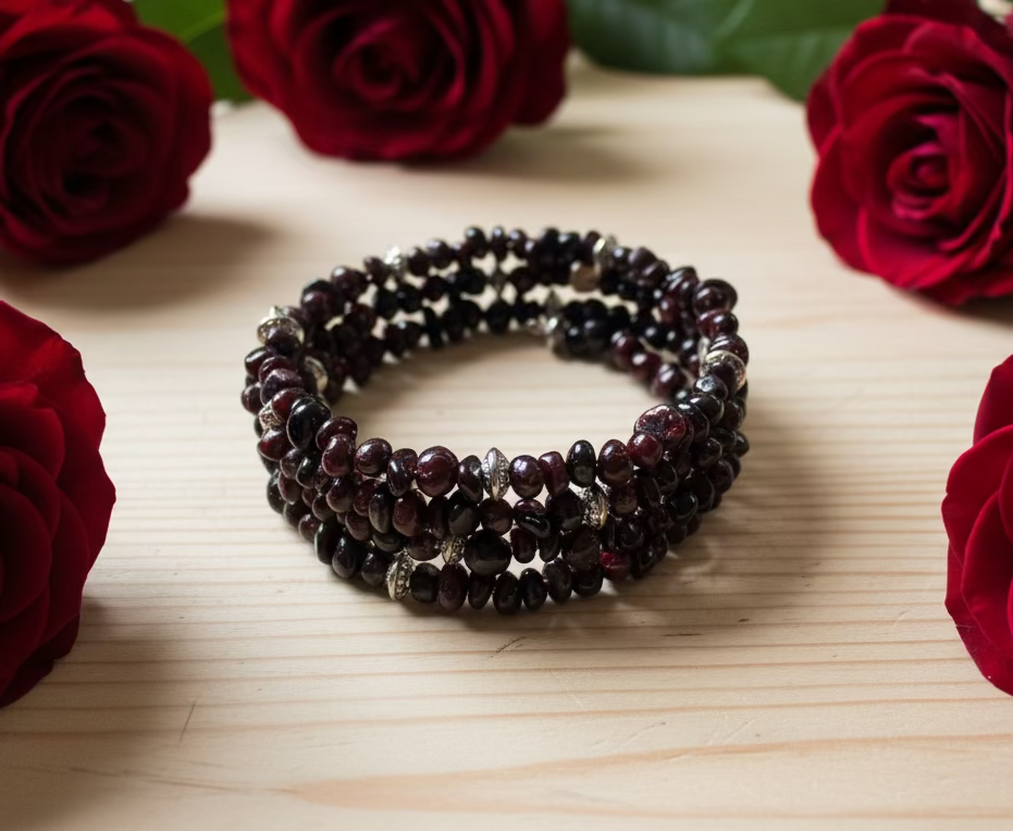 Garnet Chip Wraparound Bracelet