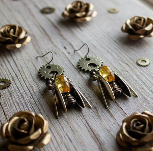 Steampunk-Inspired Bee Earrings