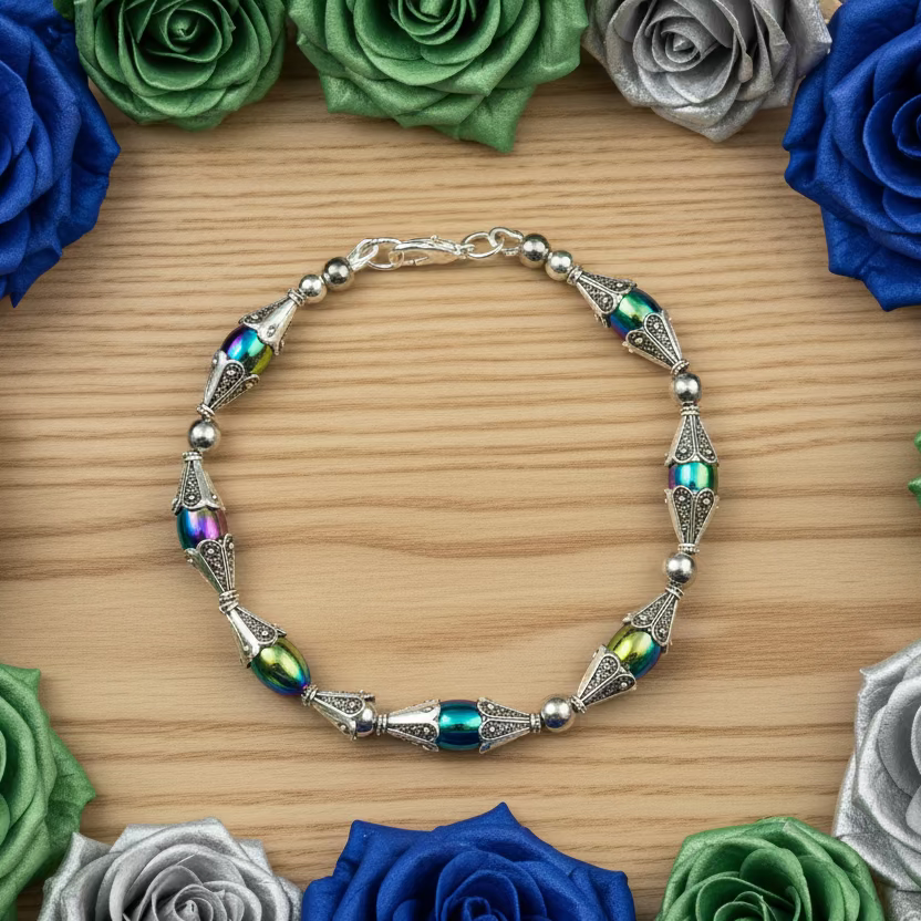 Rainbow Hematite Oval Stone Bracelet