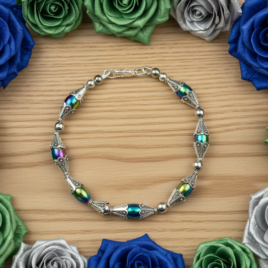 Rainbow Hematite Oval Stone Bracelet