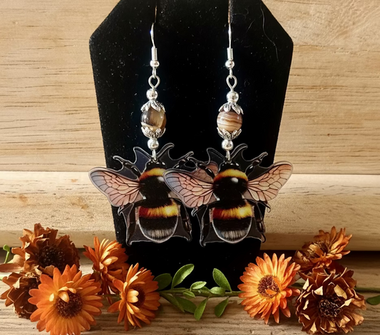 Acrylic Bee, Praying Mantis & Beetle Charm Earrings