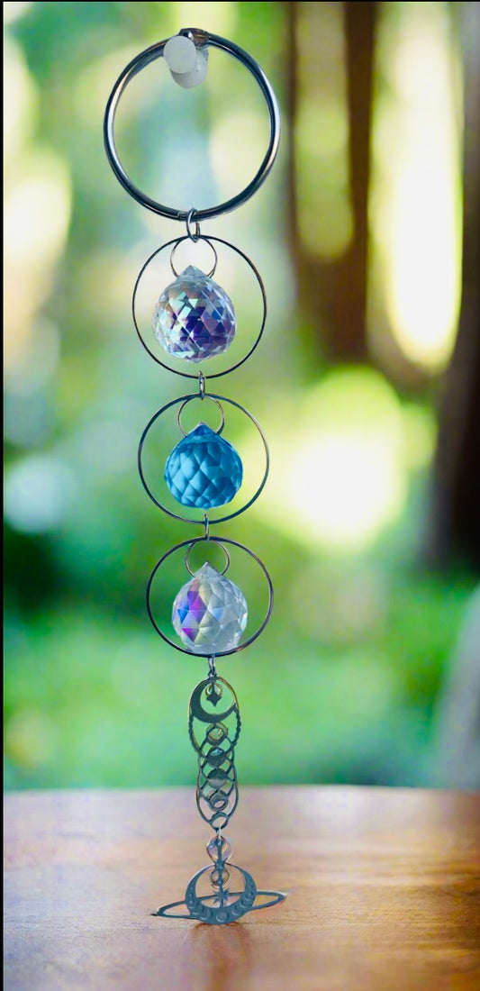 Rear View Mirror SunCatcher With Three Crystal Balls