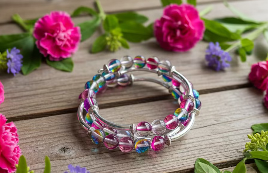 Multicolored Mermaid Glass Bead Wraparound Bracelet