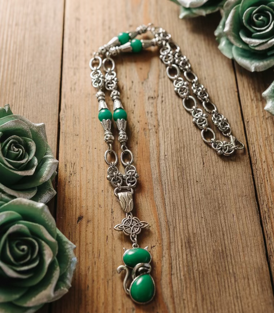 Aventurine Cat Pendant Necklace