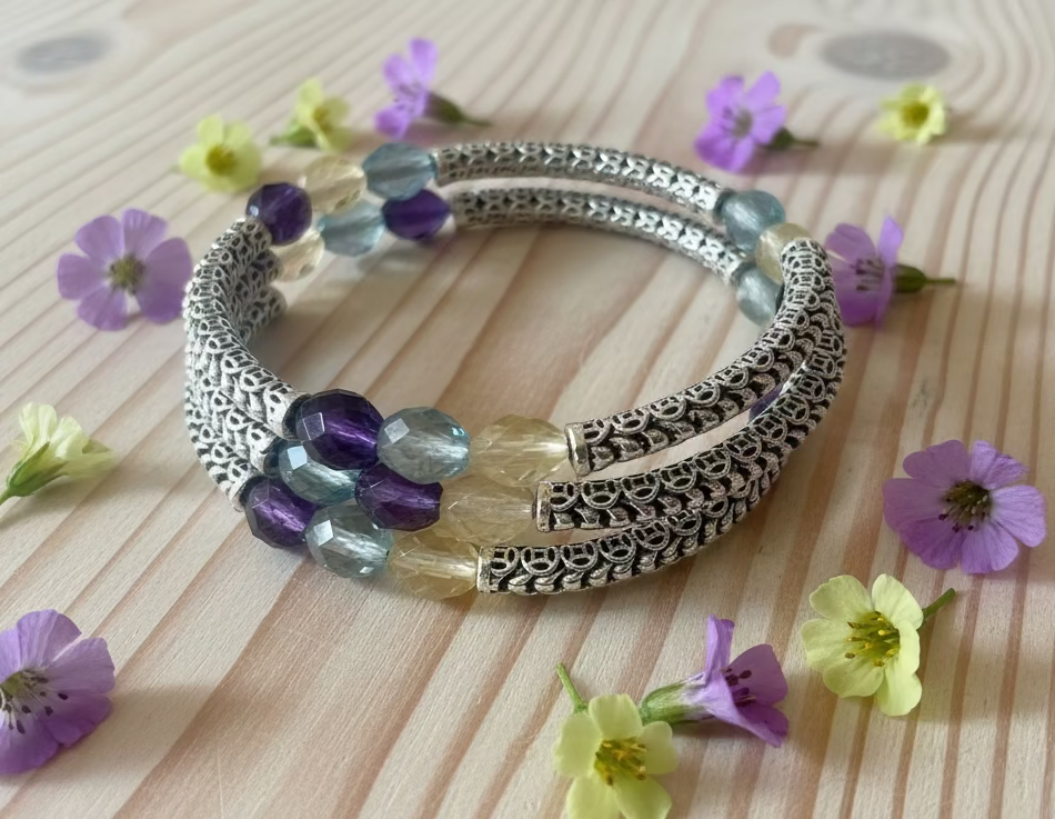 Rainbow Fluorite Gemstone Wraparound Bracelet