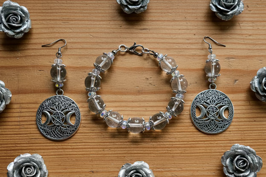 Quartz Crystal Gemstone Bracelet & Earring Set
