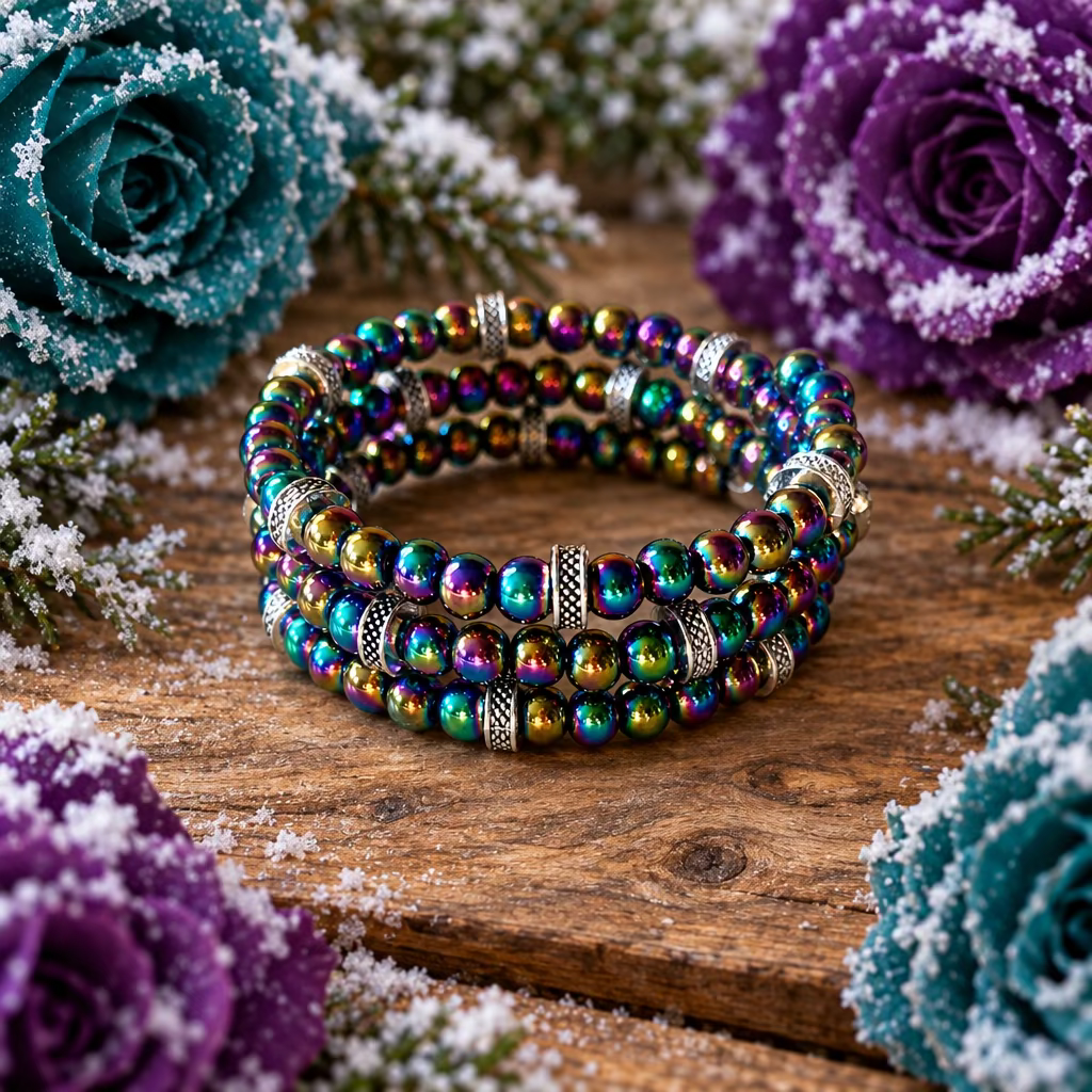 Rainbow Hematite Wraparound Bracelet