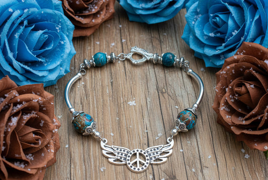Blue Sky Jasper/Peace Connector Bracelet