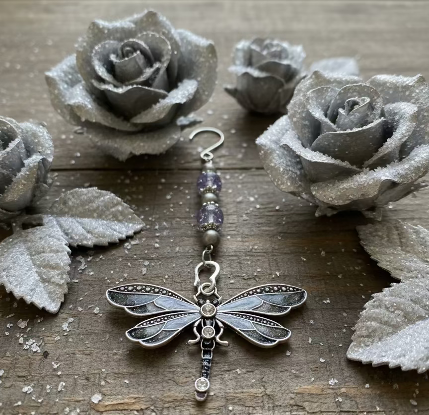 Silver/Black Dragonfly Pendant Ornament