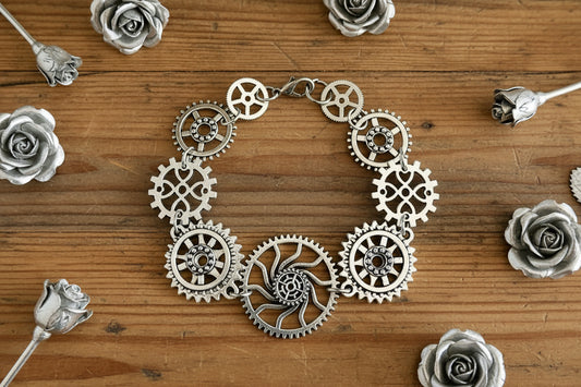 Steampunk-Inspired Stainless Steel Bracelet