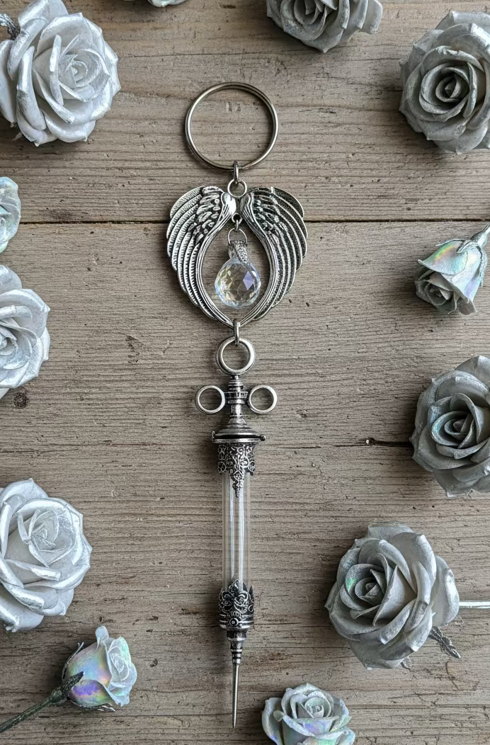 Glass Urn SunCatcher with Angel Wings & Crystal Ball Prism