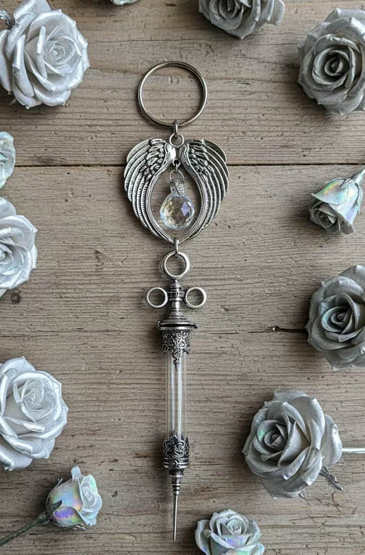 Glass Urn SunCatcher with Angel Wings & Crystal Ball Prism