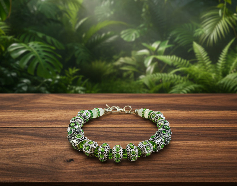Lime Green Alloy Spacers/Lime Glass Beads/Aventurine Stone Bracelet