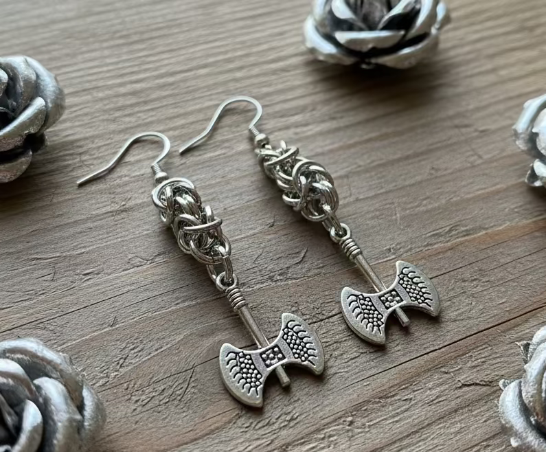 Stainless Steel Hatchet Charm Earrings