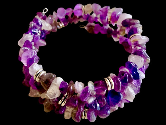 Amethyst & Rose Quartz Wraparound Bracelets