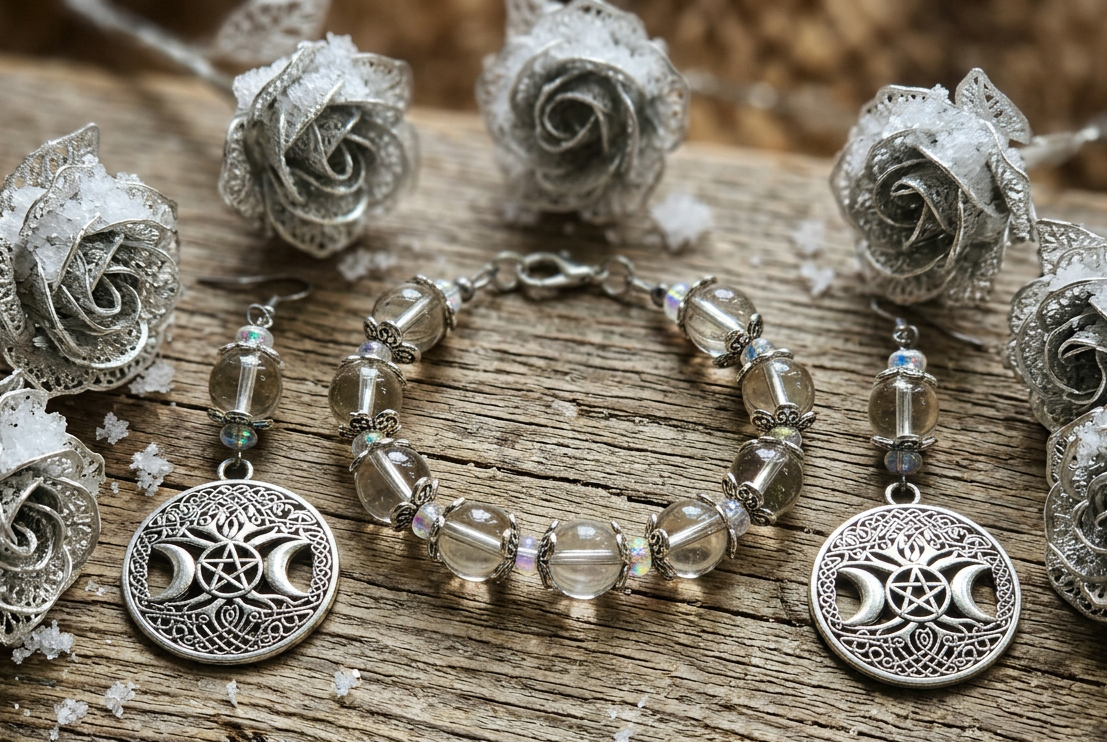 Quartz Crystal Bracelet/Earring Set